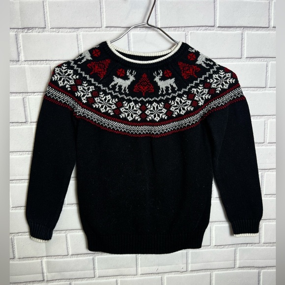 CHARTER CLUB girls Black and Red Sweater with Reindeer Pattern/size 6X - Picture 2 of 7